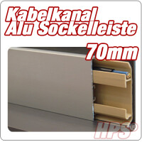 Aluminium Kabelkanal Sockelleiste 70mm- Bund 13,5fm - Silber Eloxiert