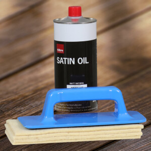 Kährs Satin Oil MATT NATURAL 1lt inkl. Handpadhalter Pro - Set "Parkett-Nachölen" inkl. 4x Schafwollpad