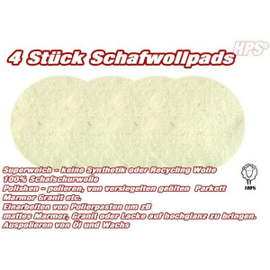 4-St&uuml;ck- Wollpads -Schafschurwolle - Polierpad &Oslash; 300 mm