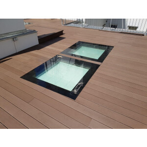 WPC Terrassendiele Massiv Hellbraun - inkl. Unterkonstruktion und Montageclips