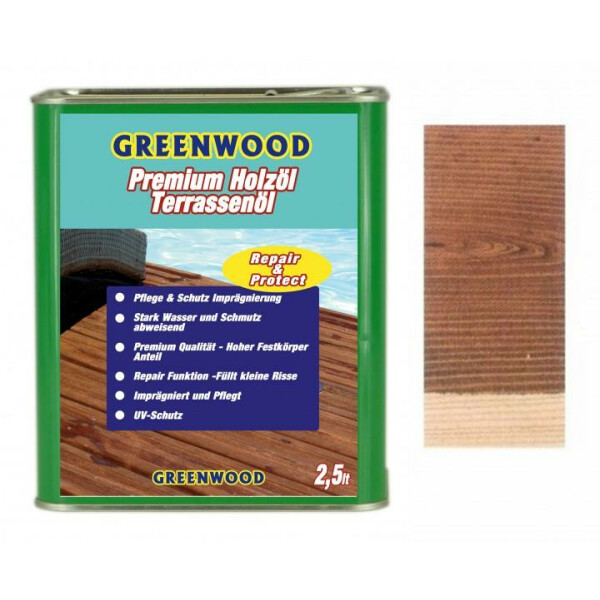 Holzöl NUSSBRAUN 2,5lt. - Repair&Protect - Greenwood - Premium Holzöl