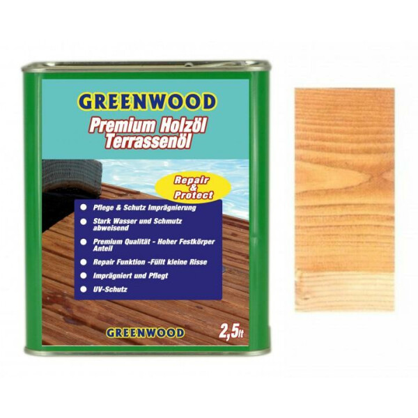 Holzöl Bambus-Hell, Iroko 2,5lt. - Repair&Protect - Greenwood - Premium Holzöl