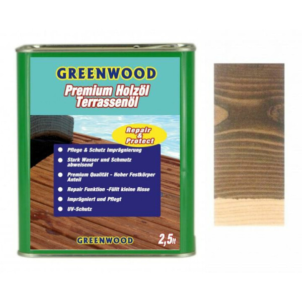 Holz&ouml;l Ebenholz (Schwarz) 2,5lt. - Repair&amp;Protect - Greenwood - Premium Holz&ouml;l